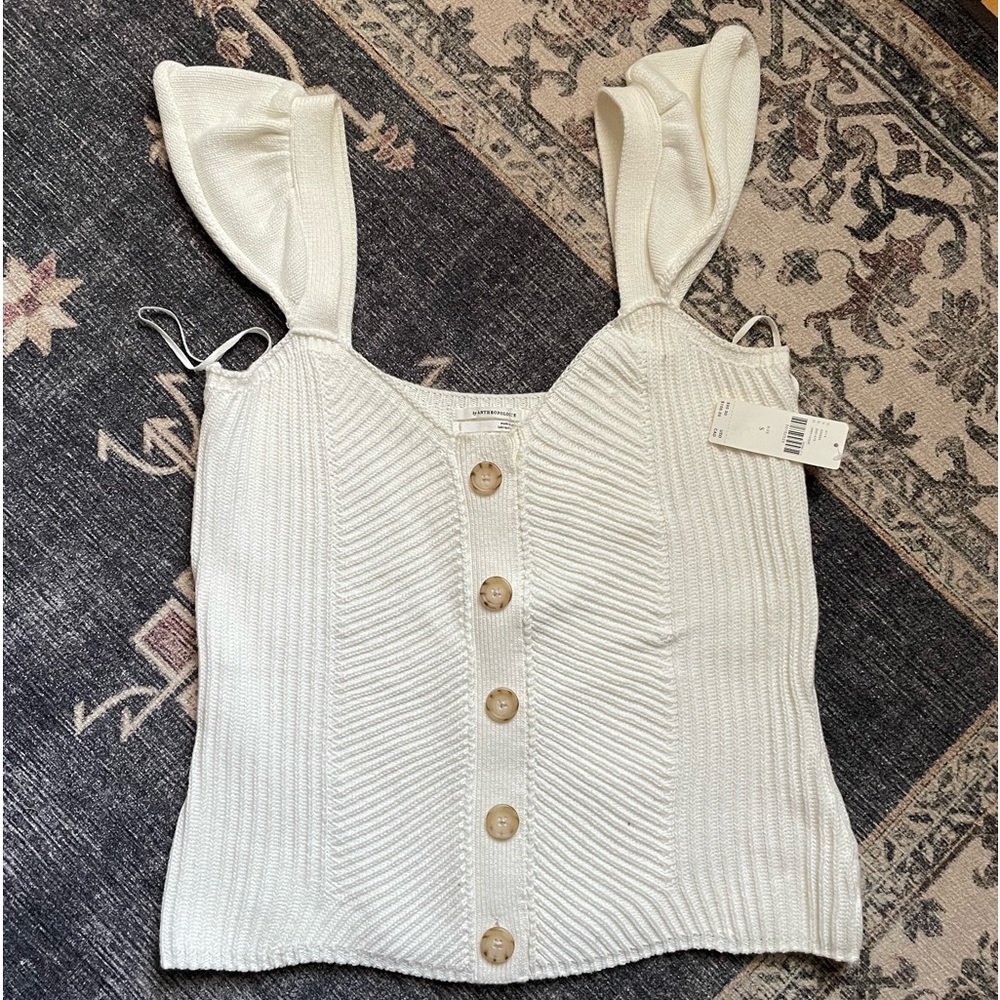 Anthropologie white knitted top